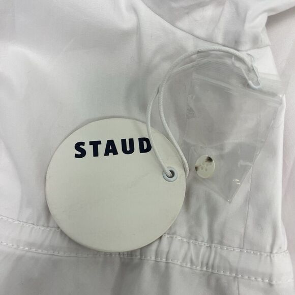 STAUD White V-Neck Maxi Dress with Puff Sleeves - Picture 11 of 15